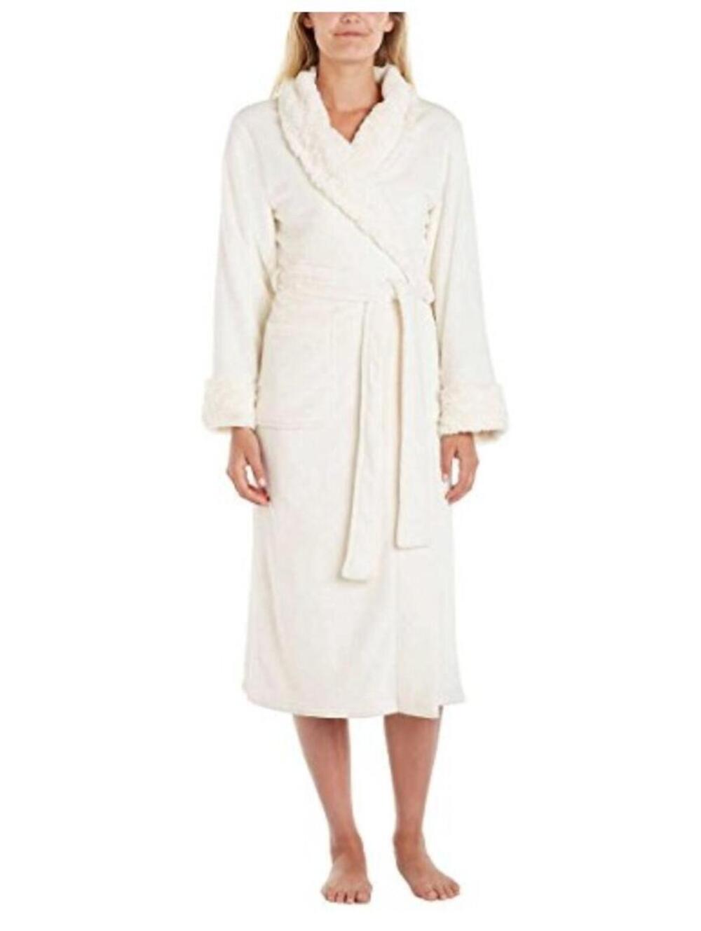 Womens Carole Hochman PLUSH WRAP ROBE ~ SMALL ~ Cream NWOT Birthday Mothers Day